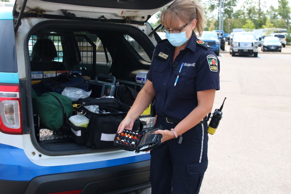 Superior North EMS paramedic, Debbie Porter, prepares a naloxone kit used by ambulance crews. (Photos by Doug Diaczuk - Tbnewswatch.com). 
