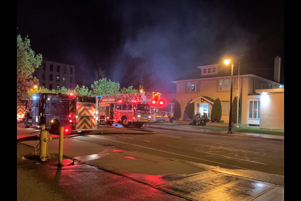 Firefighters respond to a fire at the Jenkens Funeral Home on Syndicate Avenue South early Friday morning. (Submitted photo)