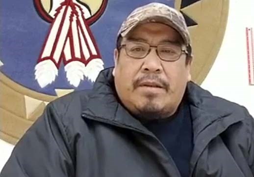 Pikangikum First Nation Chief Dean Owen, in a screen grab from a Facebook Live address he made to his community on Friday, March 19, 2021 (Facebook)