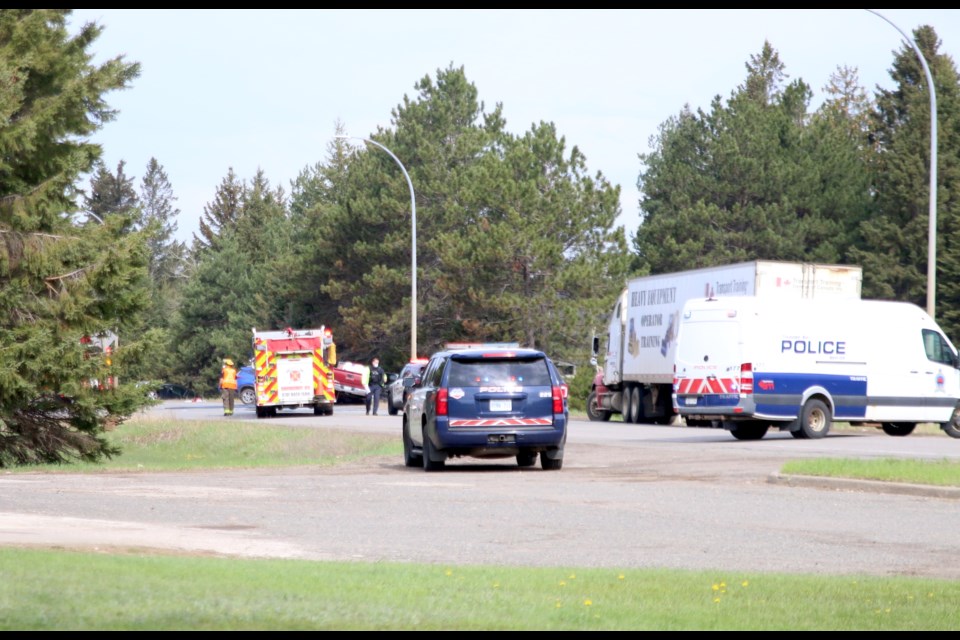 Traffic is closed in both directions on Arthur Street West following a serious collision. (Photos by Doug Diaczuk - Tbnewswatch.com). 