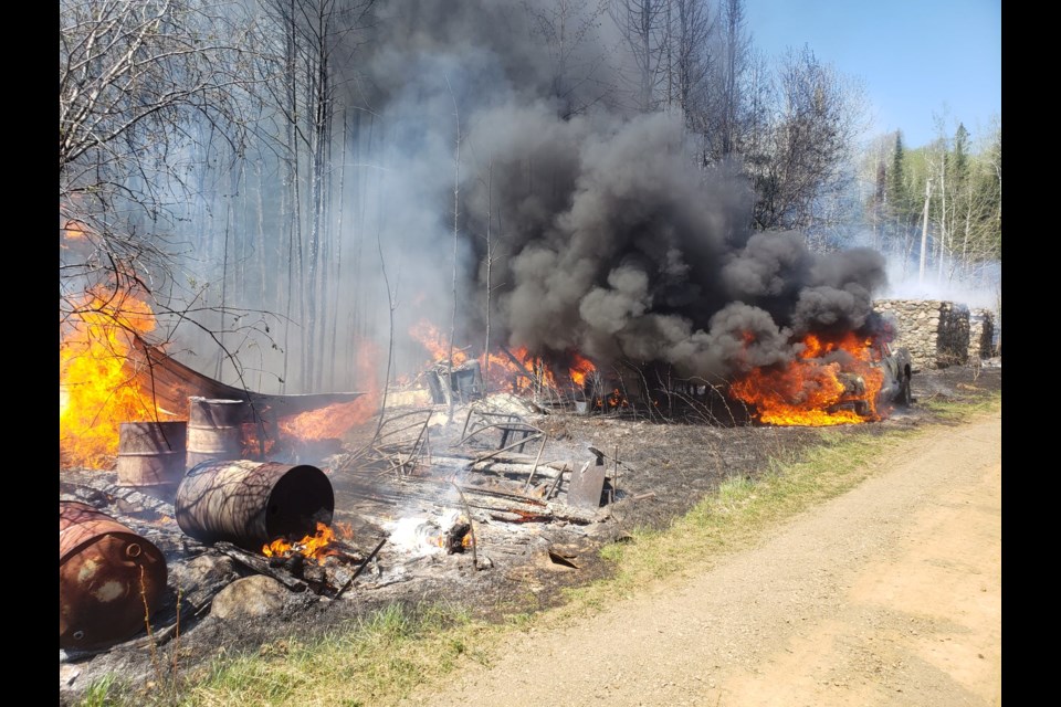 Oliver Paipoonge Fire and Rescue fought a forest fire near Sarri Road on May 18 and May 19, 2021. (Oliver Paipoonge Fire and Emergency Servces photo/Facebook)