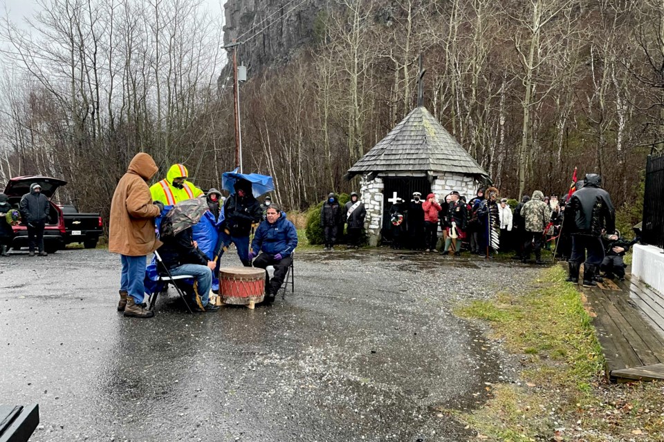 Remembrance Day Ceremony held at Mount McKay in spite of weather