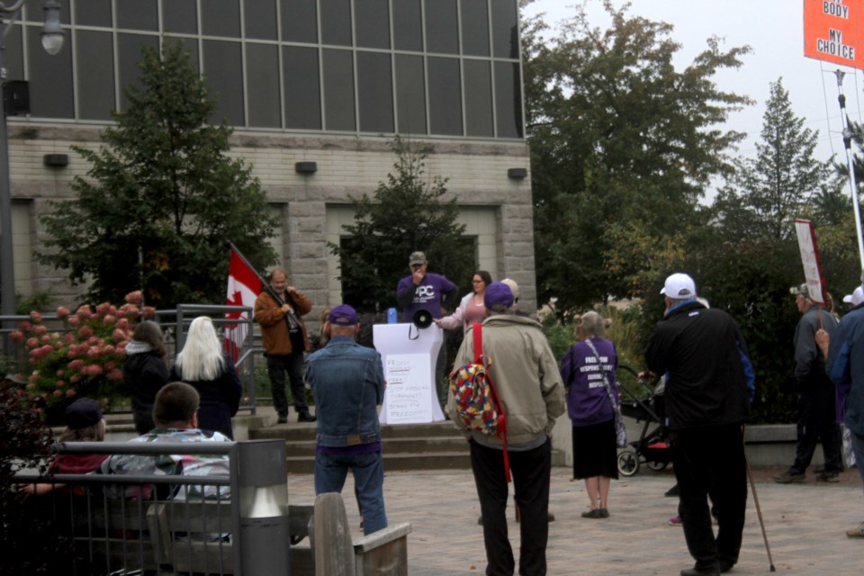 The anti vaccine passport rally held at city hall