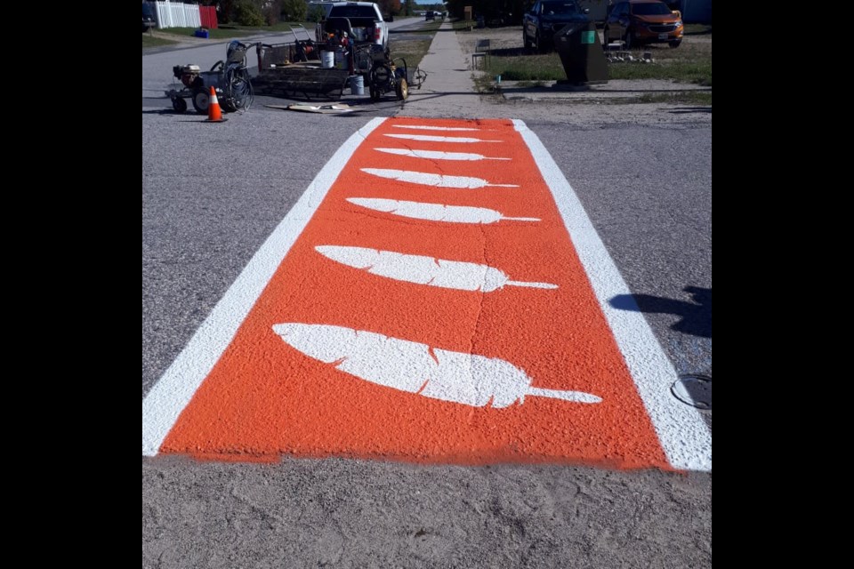The Township of Ignace's new crosswalk in honour of Truth and Reconciliation Day