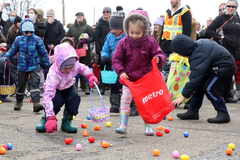 About 1,000 kids turned out on Friday, April 15, 2022 for the annual Easter Egg hunt at the Slovak Legion, the even making its return for the first time since 2019. (Leith Dunick, tbnewswatch.com)