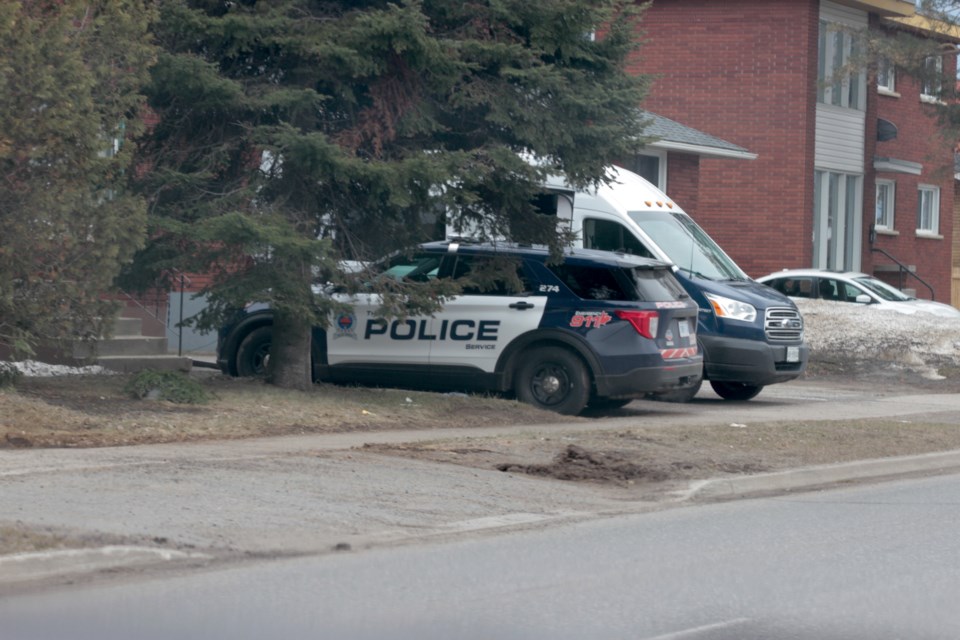 Police remain present at the Edward Street address on April 30