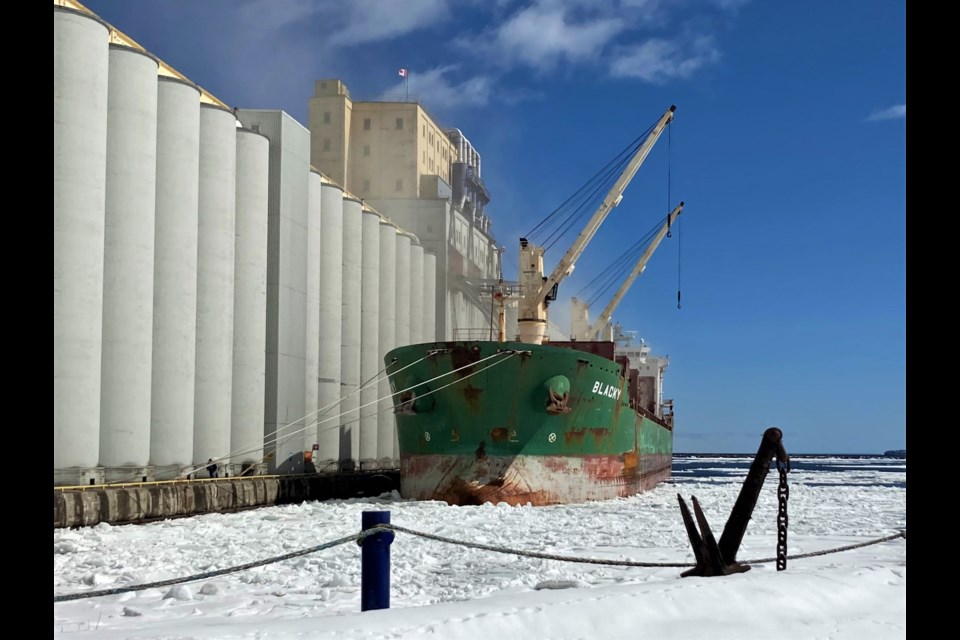 The MV Blacky was the first ocean-going vessel to reach the Port of Thunder Bay in 2022, arriving on April 18.