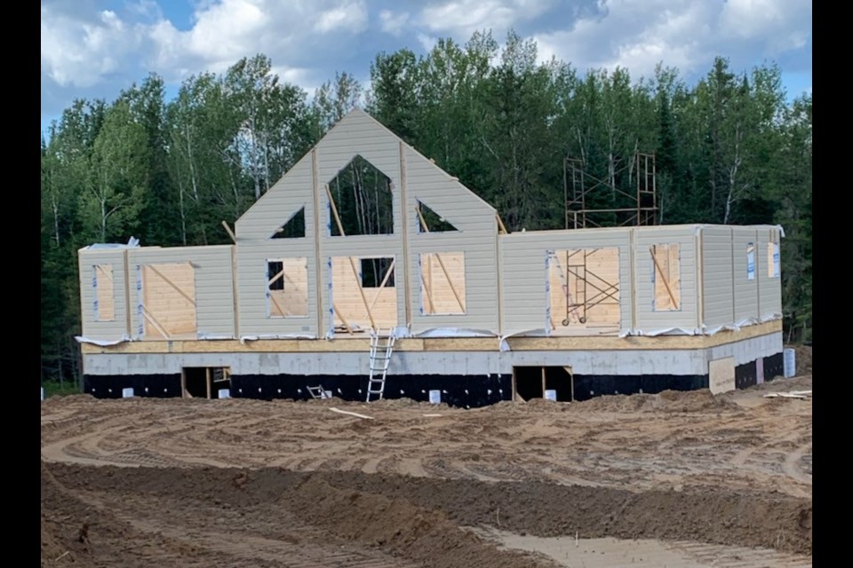The walls of this custom panelized house in the Kakabeka Falls area were erected in five hours on Aug. 30, 2022 (submitted photo)