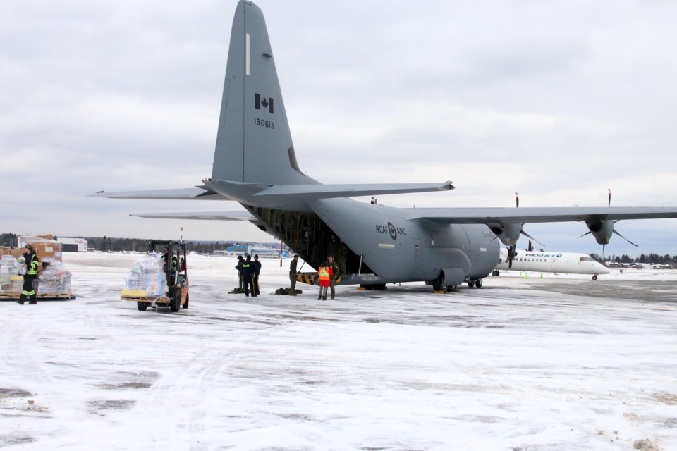 A Canadian Forces C-130 Hercules landed in Thunder Bay on Friday to deliver toys for the 2022 Toys for the North campaign. 