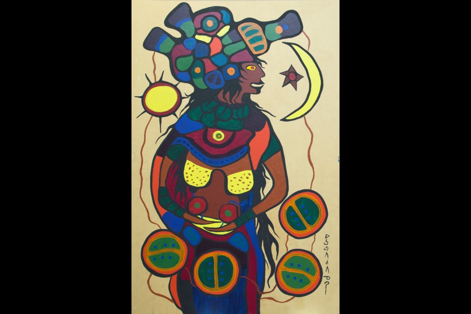 The painting Demi-God Figure 2, by Norval Morrisseau circa 1971, was stolen from Confederation College in 1981. (Courtesy Confederation College)
