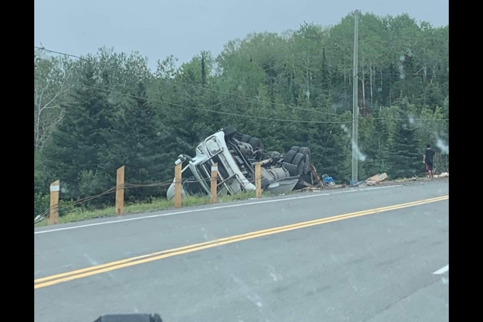 OPP say two occupants of the tractor-trailer escaped serious injury (Skilled Truckers Canada/Facebook)