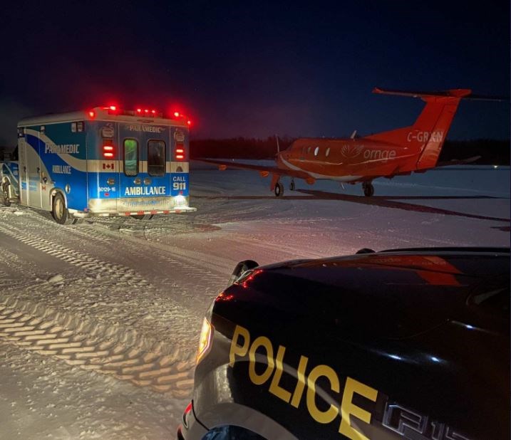 An Ornge air ambulance flew to Armstrong to take a patient to Thunder Bay (Twitter/OPP)