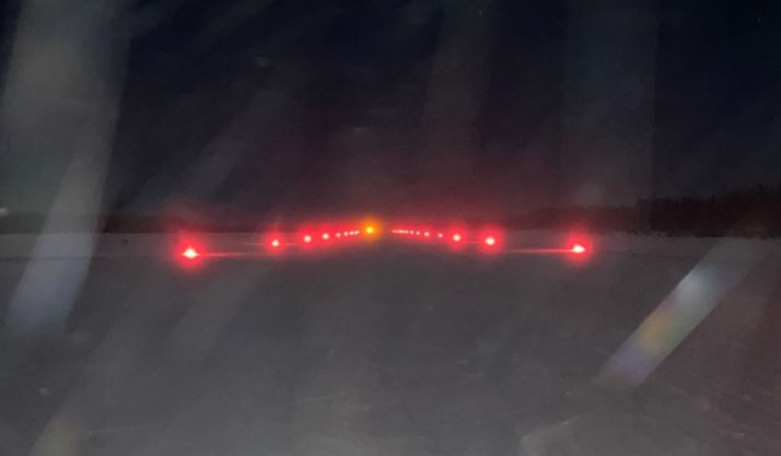 OPP set up flares along the runway to enable the aircraft to take off safely (Twitter/OPP)
