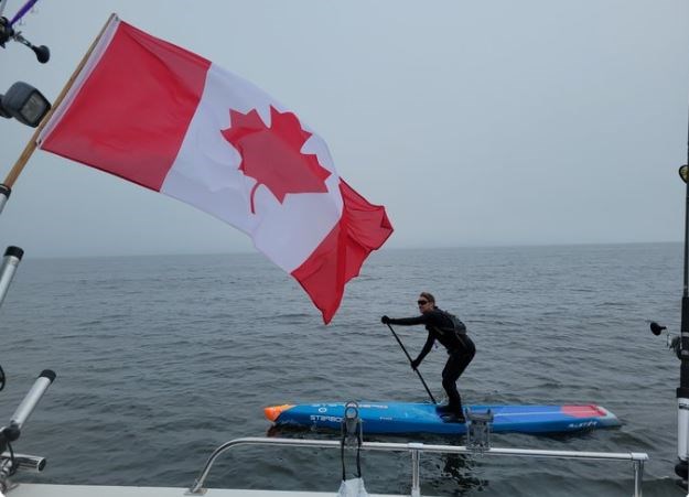Mike Shoreman of Whitby, ON arrived at Two Harbors, Minnesota on July 5 after completing a paddleboard expedition across his third Great Lake (Twitter/Mike Shoreman)