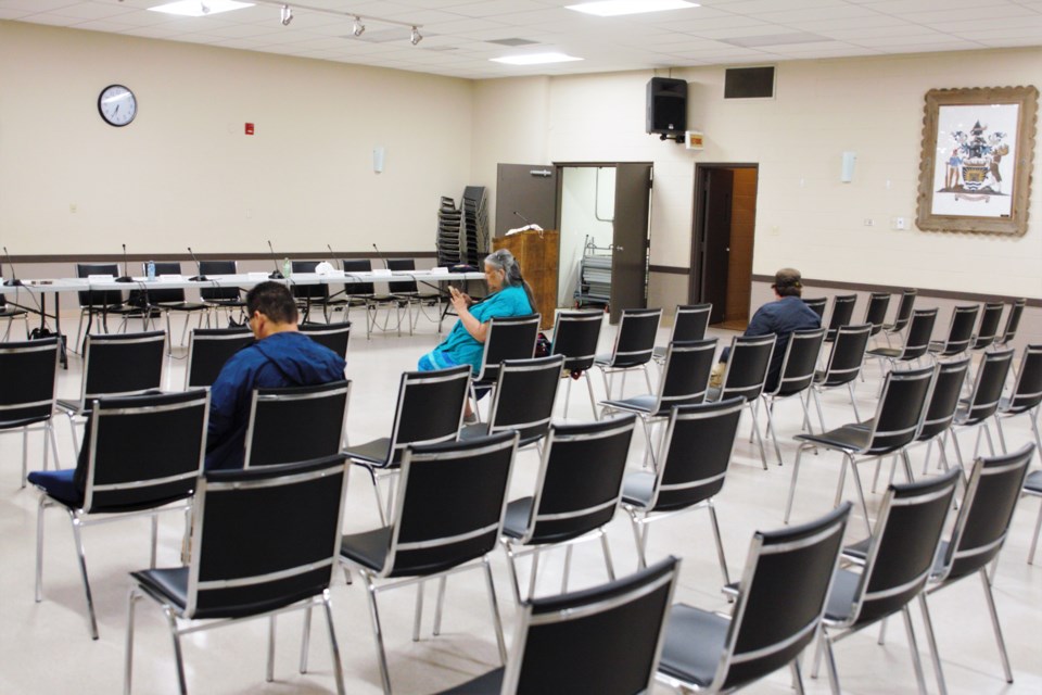 An expert panel reviewing policing in Thunder Bay faced a sea of empty chairs at its first public consultation on Tuesday, five minutes after the event began. (Photos by Ian Kaufman, TBnewswatch)