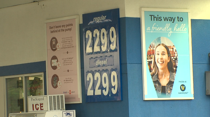 Several Thunder Bay gas bars had raised their prices to nearly $2.30 per litre on June 14, 2022 (Vasilios Bellos/TBTV photo)