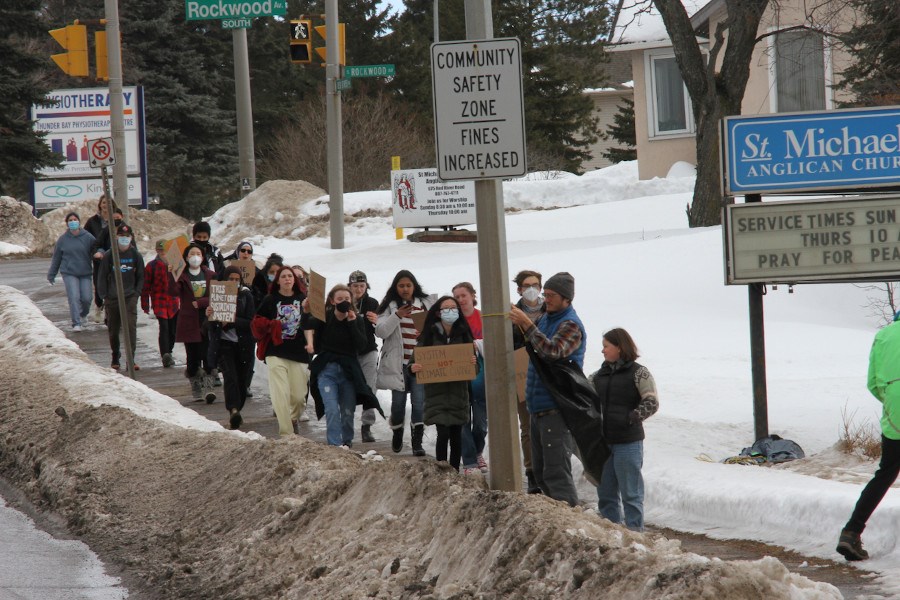 Students from Superior Collegiate & Vocational Institute walked out of school Friday. 