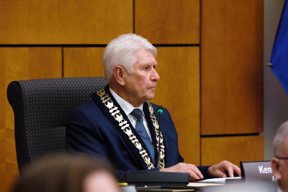 Mayor Ken Boshcoff, seen at city council's inauguration on Nov. 28, 2022, says a proposed 6.2 per cent tax levy hike is far above what he could support. (File photo)