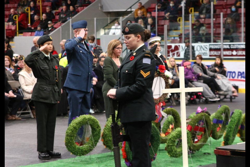 Remembrance Day ceremonies returned to the Fort William Gardens after being forced outside for two years. (Photos by Doug Diaczuk - Tbnewswatch.com). 