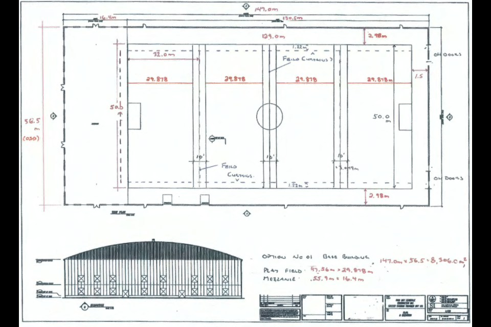 A conceptual drawing shows the layout of the proposed facility. (Soccer Northwest Ontario)