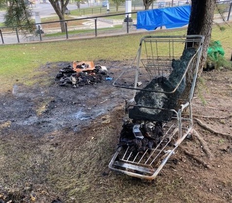 Shelters used by homeless people in Thunder Bay have been burned or vandalized in other ways. (Submitted photo)