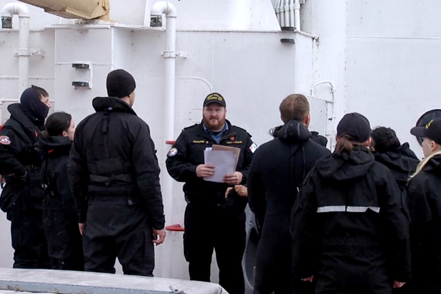 Personnel were on board the Alexander Henry on Saturday practicing climbing up the side of the ship and then they undertook a casualty clearing exercise 