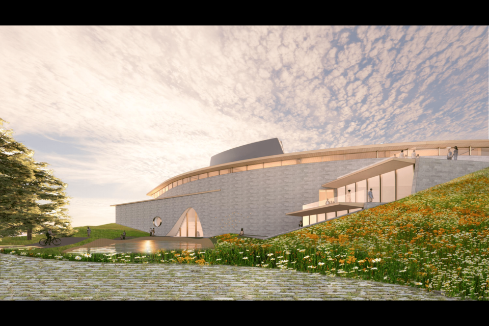 A rendering shows a design for a potential waterfront science centre in Thunder Bay proposed by Science North. (Science North)
