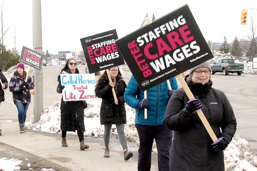 Organizers said that the nurses were out, petitions in hand, providing information on what they believe will improve staffing ratios and patient care
