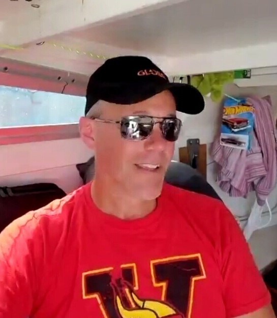 Thunder Bay sailor Dan Turk, shown here on his boat during a Zoom interview, was resting Friday in the Azores, and expected to head east for Portugal in a few days (Zoom/TBnewswatch)