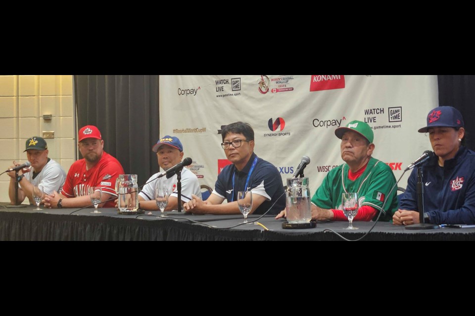 Women’s Baseball World Cup team managers at a media conference ahead of the tournament