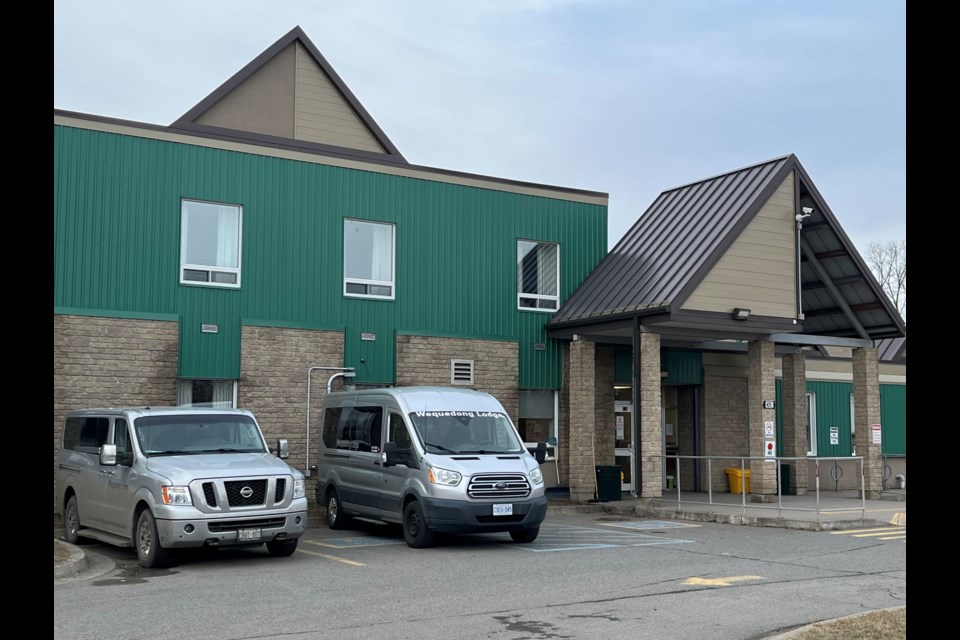 The front of the Wequedong Lodge of Thunder Bay