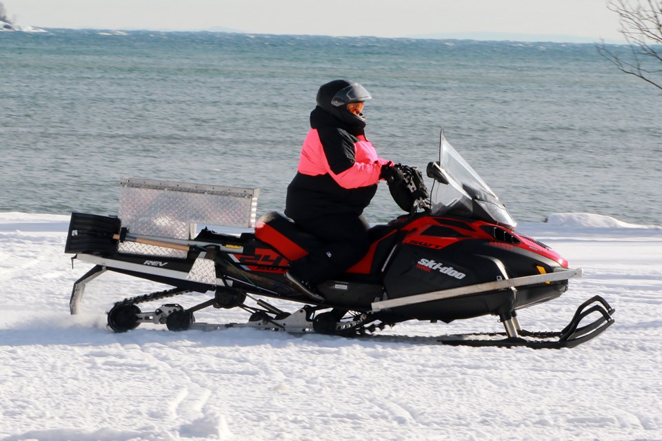 More than 125 riders took part in this year's Snowarama event at Grand Portage Lodge and Casino, in support of Easter Seals, on Saturday, Feb. 11, 2023. (Leith Dunick, tbnewswatch.com)