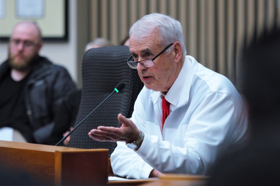 Ray Smith called on city council to bring a proposed 4.5 per cent tax levy hike down to zero as councillors heard feedback on the proposed 2023 city budget on Thursday. (Photos by Ian Kaufman, TBnewswatch)