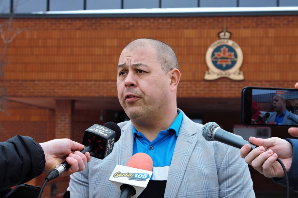 Det. Sgt. Jason Rybak of the Thunder Bay Police Service said public assistance was crucial in allowing police to track the suspects onto an Ontario Northland bus. (Ian Kaufman, TBnewswatch)