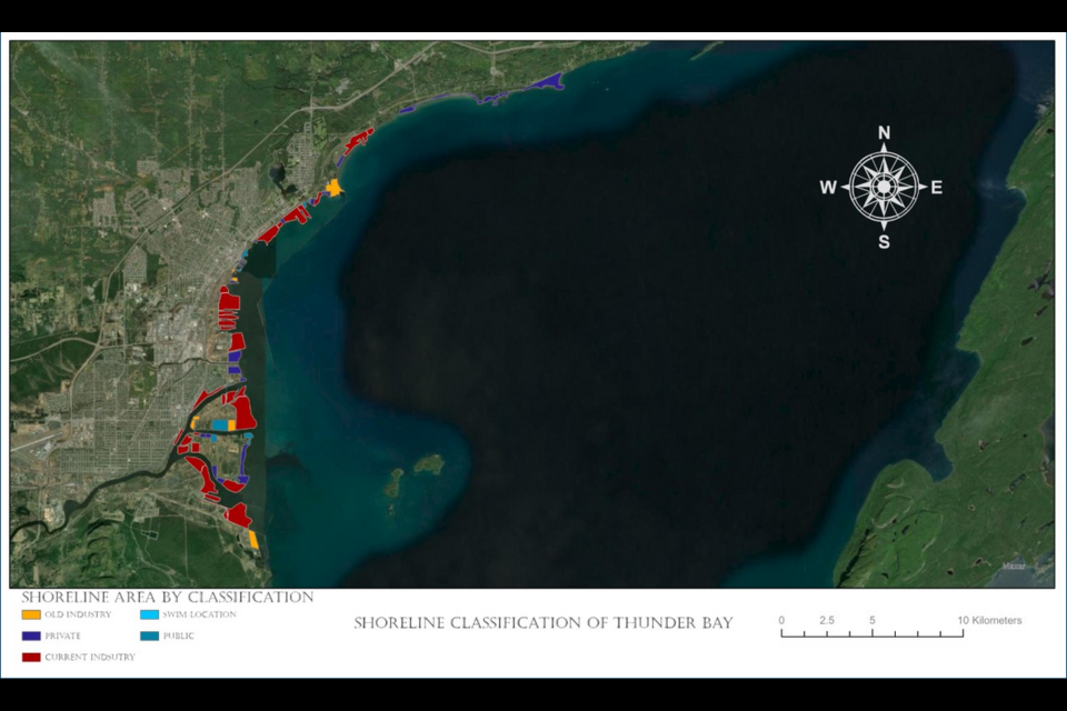 A Confederation College forestry project used GIS and other data to map the city's shoreline in several categories. (Thunder Bay Shoreline)