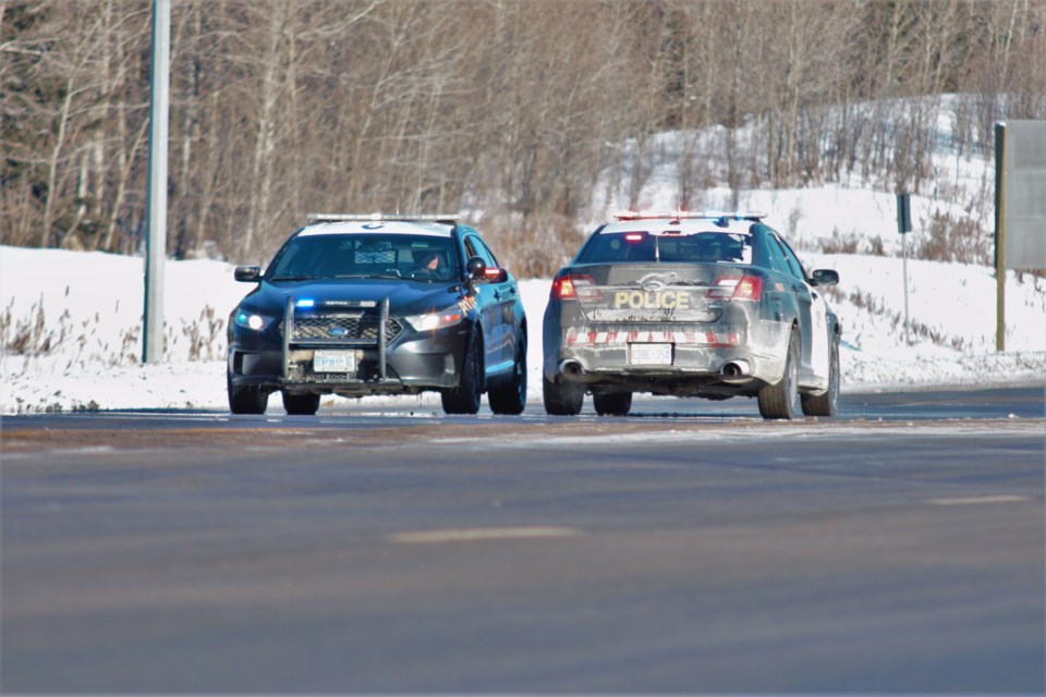 Ontario Provincial Police respond to a multi-vehicle collision on the Thunder Bay Expressway on Monday. (Ian Kaufman, TBnewswatch)
