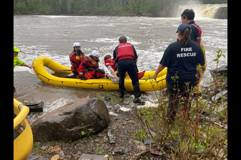 Dillyan Dubray was rescued from the Pigeon River on Sunday afternoon after going over Middle Falls when he rescued a dog from being swept away. (Ginny Wong/Facebook)