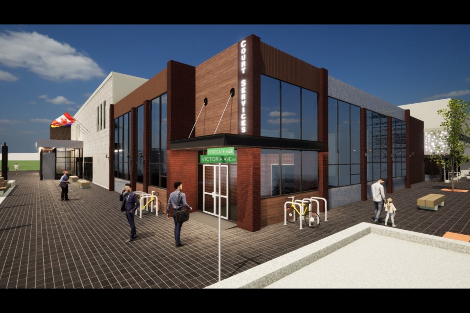The project includes a new entrance to the court services building and renovation of other facades currently facing into the mall.