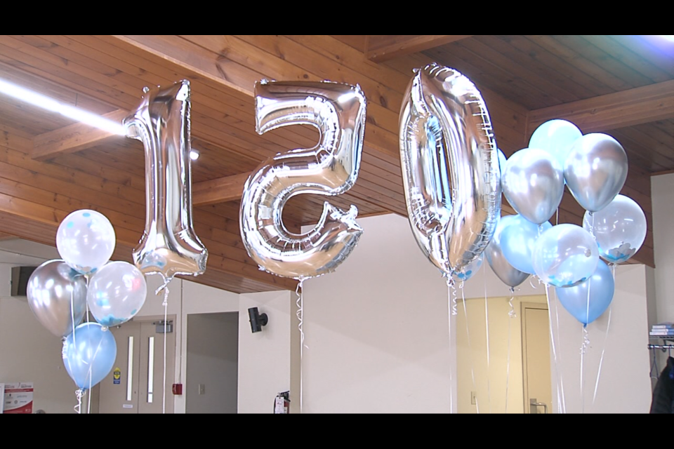 Shuniah councillors and invited guests  marked the community's 150th anniversary prior to the council meeting on Mar. 28, 2023 (Carl Langdon/TBT News)