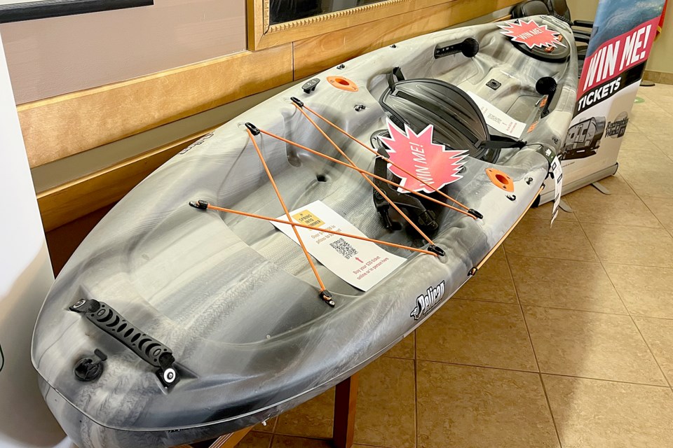 A Pelican Strike Angler fishing kayak, the third prize in this year's Spring into Summer Draw in support of Saint John Ambulance. (Leith Dunick, tbnewswatch.com)