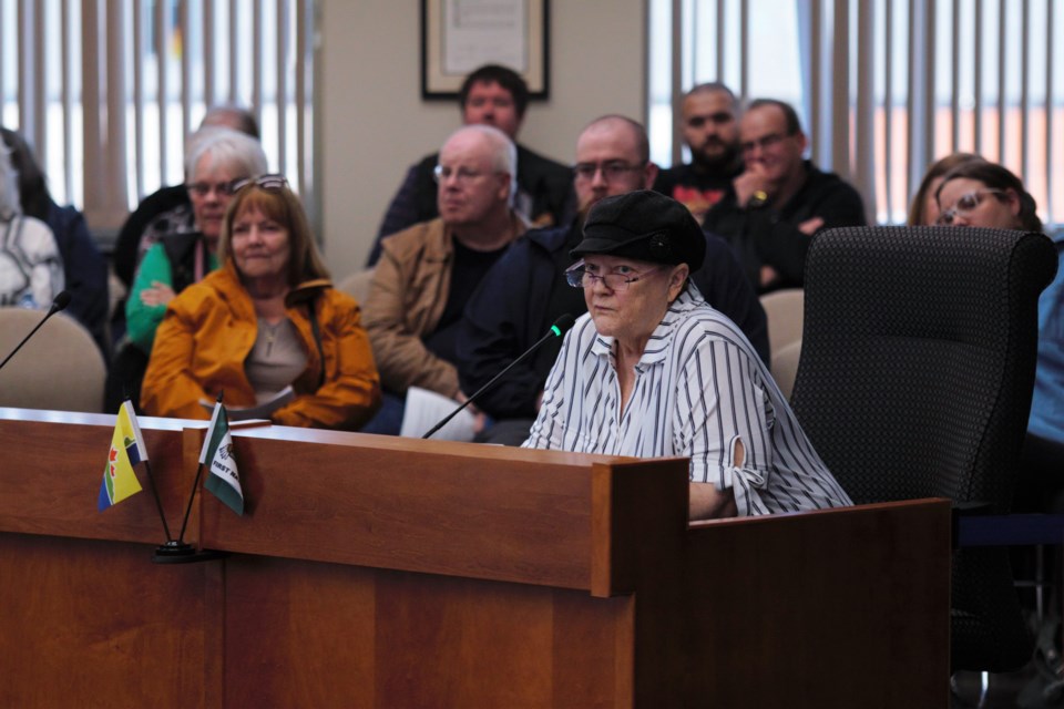 Resident Linda Gambee said residents in public housing facilities like hers are "terrified" by drug trafficking activity and associated violence and unpredictable behaviour in their buildings. (Photos by Ian Kaufman, TBnewswatch)