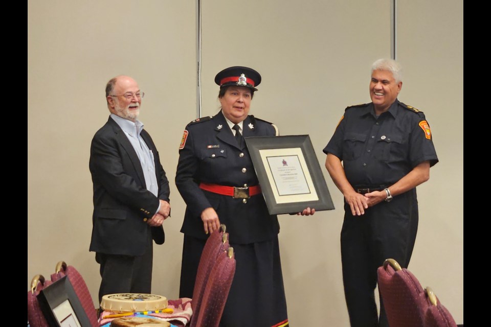 Special Administrator Malcom Mercer, Const. Sharlene Bourdeau and Chief Darcy Fleury