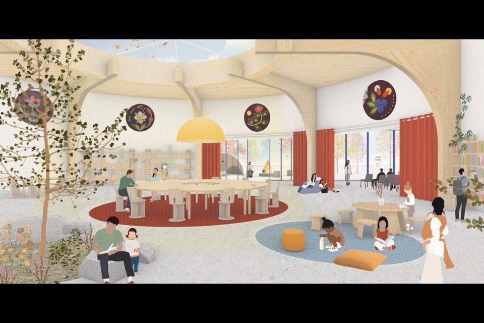 An image envisions a potential Indigenous knowledge centre at a proposed Intercity library branch. (Thunder Bay Public Library)