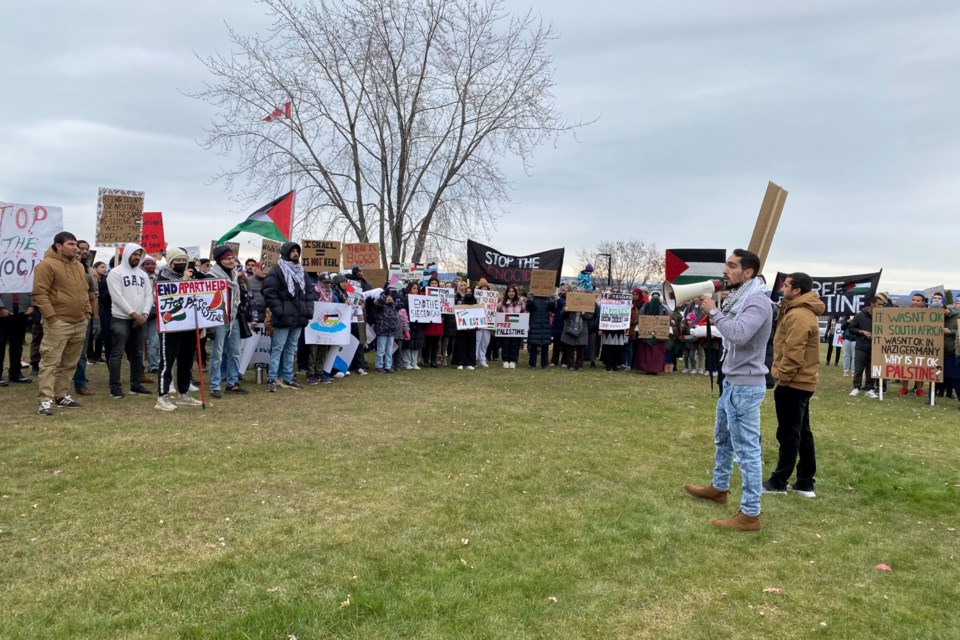 Roughly 200 people attended the rally and march at Hillcrest Park