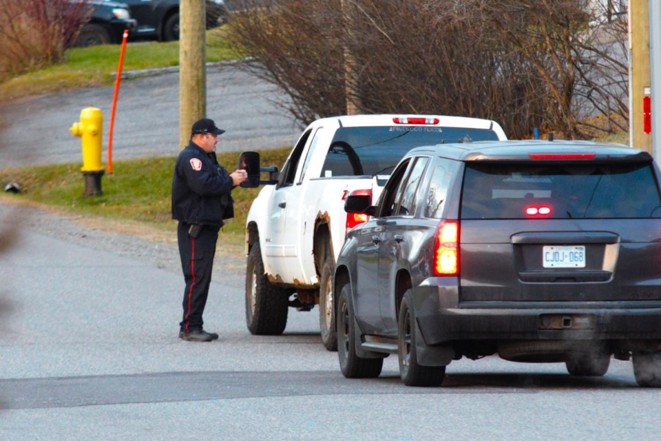 Cst. Jeff Carlson of the Thunder Bay Police Service was one of several officers conducting an enforcement blitz on Masters Street on Friday.