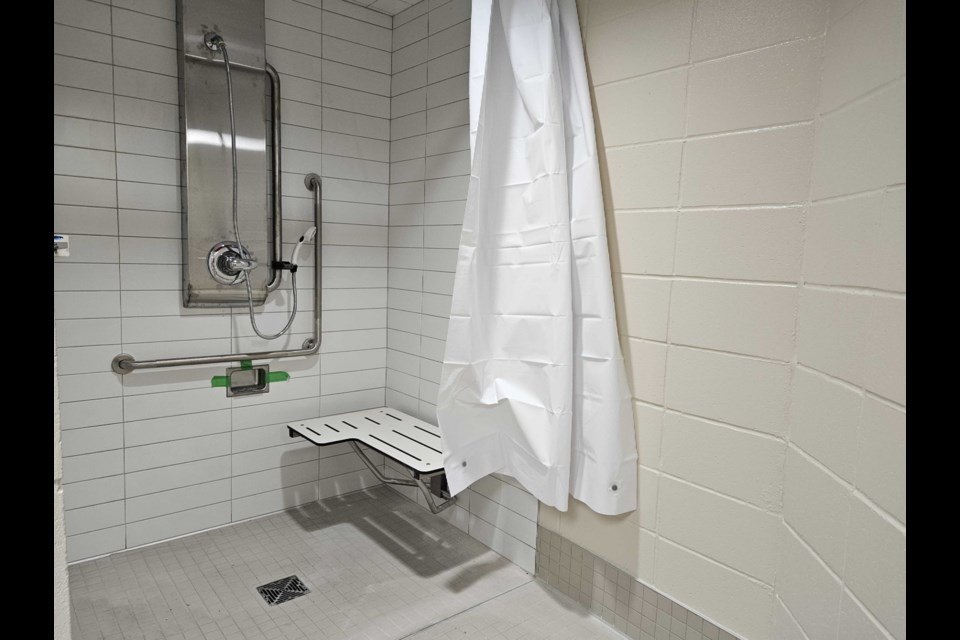 The new accessible shower within the gender-neutral fully accessible change room.