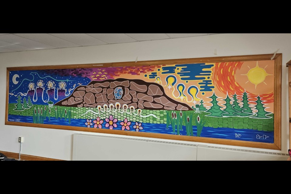 The new mural on display at the Bora Laskin Faculty of Law in honour of residential school survivors and the children who didn't return. 