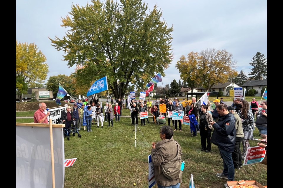 Crowd photo from the Ontario Health Coalition rally on Monday, September 25, 2023