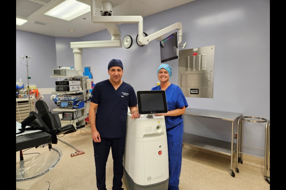 Dr. Hazam Elmansy & OR registered nurse, Jill Skogberg with the Moses 2.0 laser