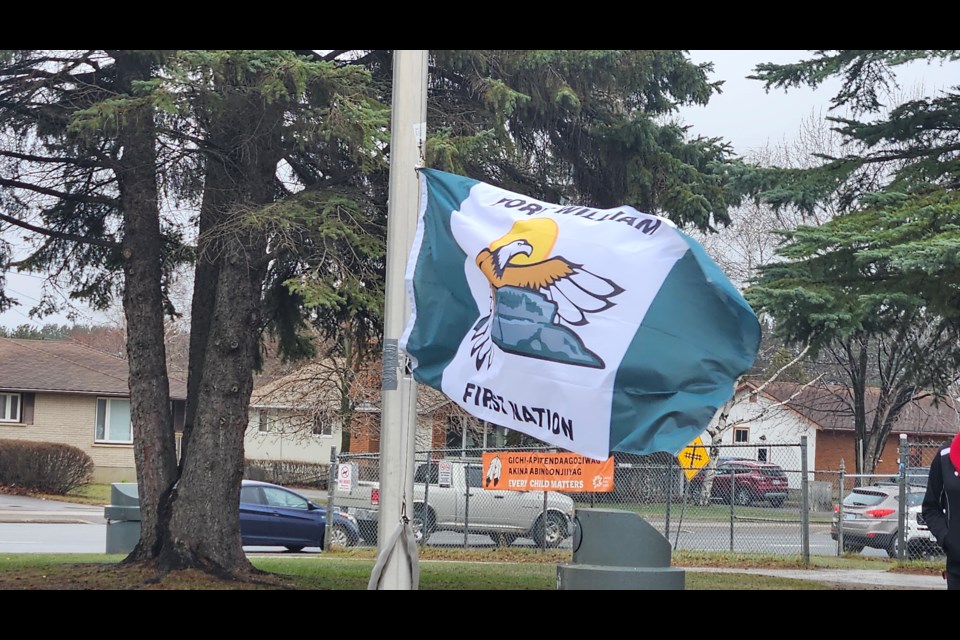 Fort William First Nation's flag was raised at a public high school for the first time on Monday. 